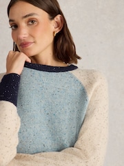 White Stuff Blue Colourblock Nep Jumper - Image 4 of 6