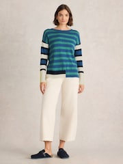 White Stuff Blue Olive Stripe Jumper - Image 3 of 6