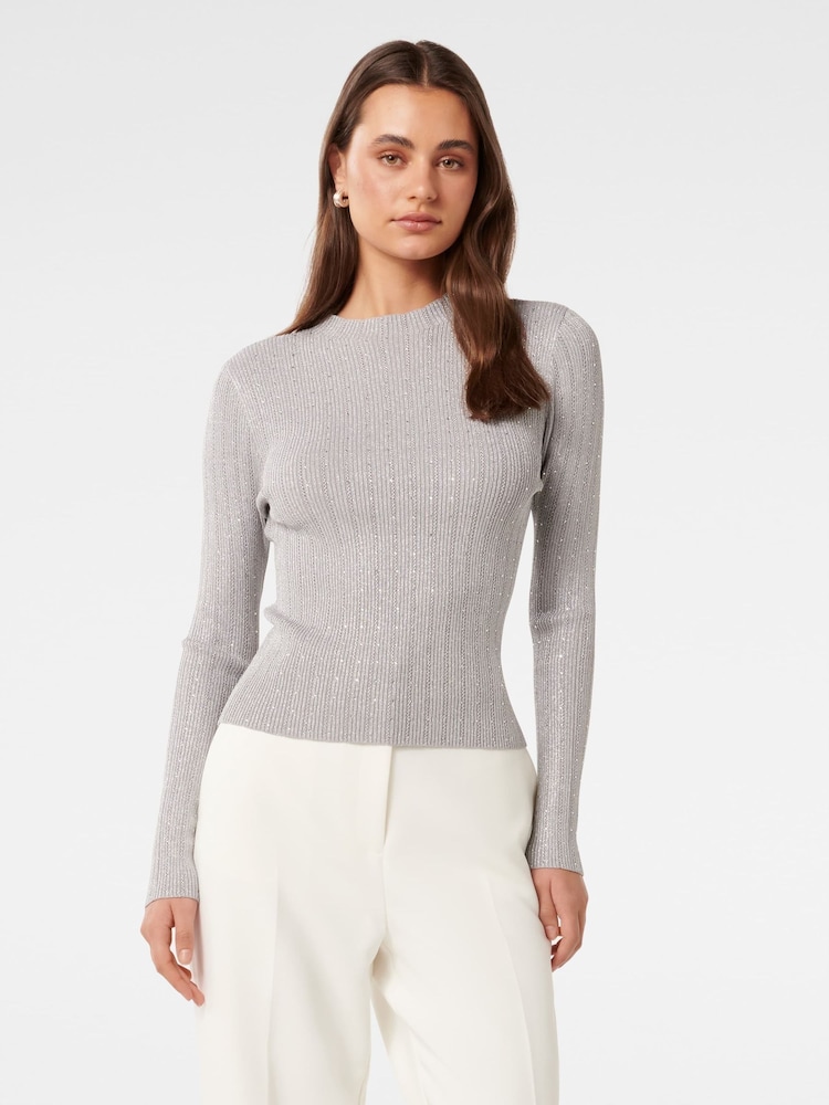 Forever New Silver Steph Embellished Knit Top - Image 1 of 5