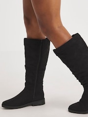 JD Williams Black Standard Fit Microsuede Ruched Boots - Image 2 of 4