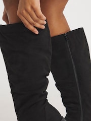 JD Williams Black Standard Fit Microsuede Ruched Boots - Image 3 of 4