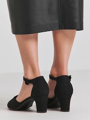 Negro - JD Williams Extra Wide Fit Two Part Heeled Shoes With Ankle Strap - Imagen 2 de 4