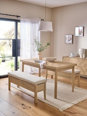 Light Natural 4 Seater Round Hayford Dining Bench Set - Image 1 of 6