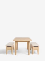 Light Natural 4 Seater Round Hayford Dining Bench Set - Image 5 of 6
