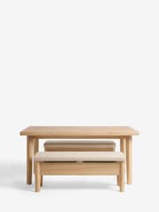 Light Natural 4 Seater Round Hayford Dining Bench Set - Image 6 of 6