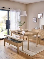 Light Natural 4 Seater Round Hayford Dining Bench Set - Image 2 of 6