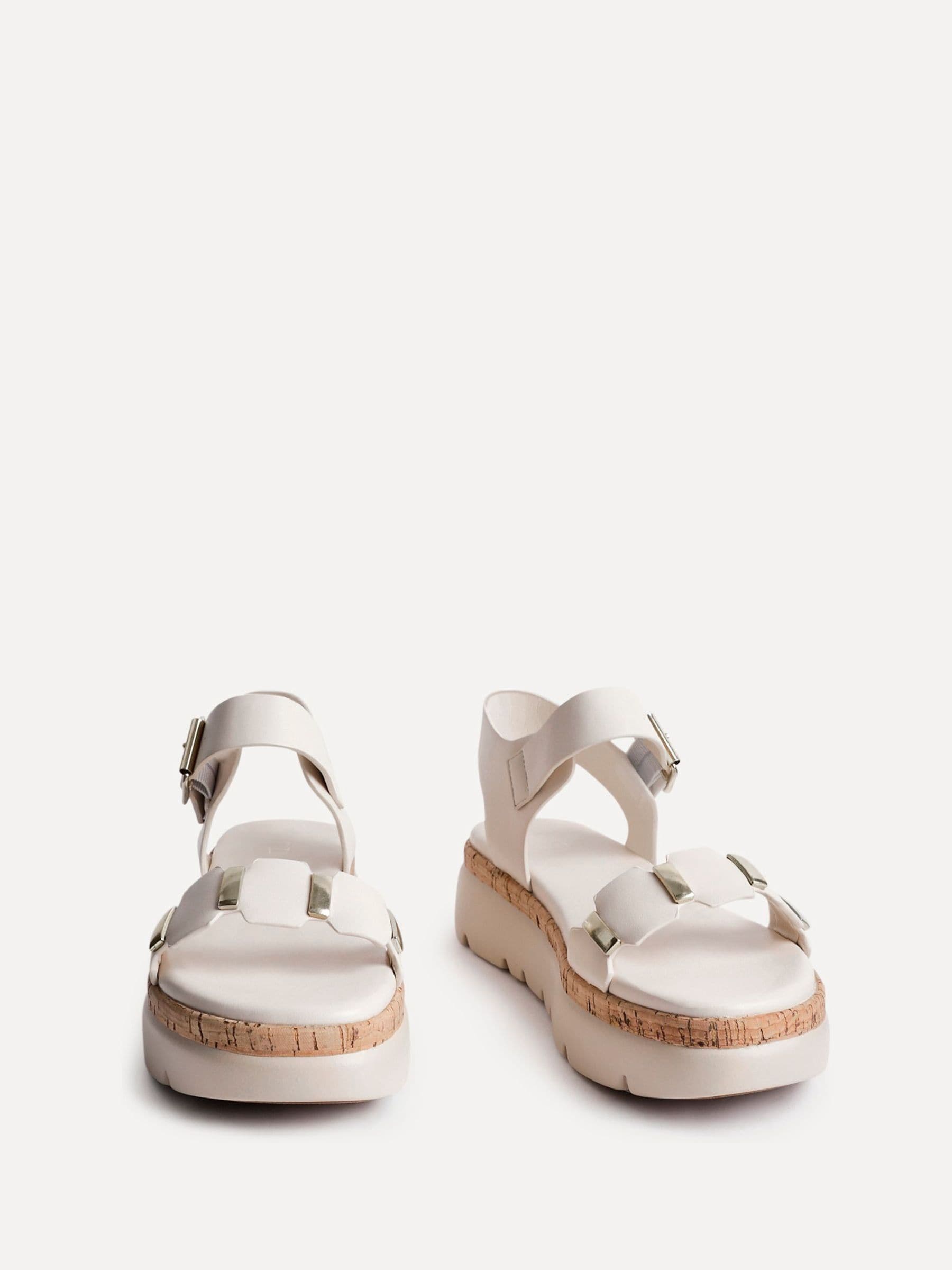 Buy Linzi Nude Stride Flatform Sandals With Gold Detailing from