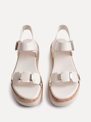 Linzi Nude Stride Flatform Sandals With Gold Detailing - Image 4 of 5