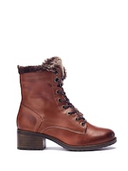 Moda In Pelle ALPINNE FAUX FUR LINED LACE UP LEATHER BOOT - Image 1 of 4