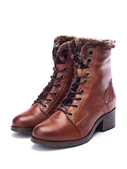 Moda In Pelle ALPINNE FAUX FUR LINED LACE UP LEATHER BOOT - Image 2 of 4