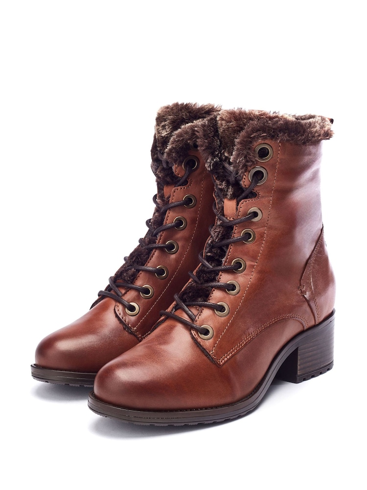 Moda In Pelle ALPINNE FAUX FUR LINED LACE UP LEATHER BOOT - Image 2 of 4