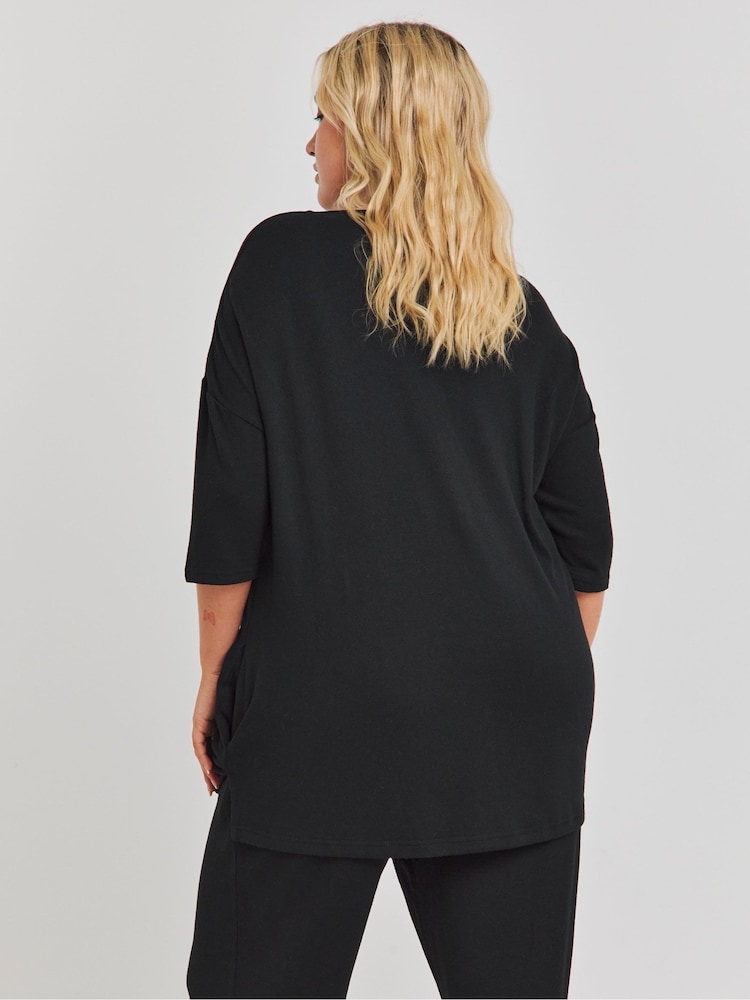 Simply Be Black Soft Touch Side Pocket Tunic - Image 2 of 4