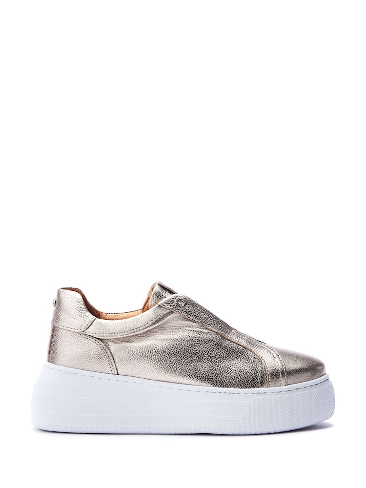 Dorado - Moda in Pelle Aneeba Elasticated Front Chunky Leather Trainers - Imagen 1 de 4