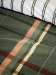 Vantona Green Brushed Plaid Quilt 100% Cotton Cover Set - Image 3 of 4