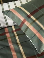 Vantona Green Brushed Plaid Quilt 100% Cotton Cover Set - Image 4 of 4