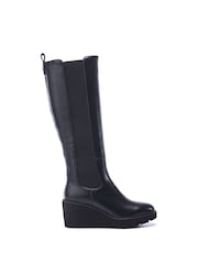 Moda in Pelle Sloanne Knee Length Wedge Heel Black Boots - Image 1 of 4