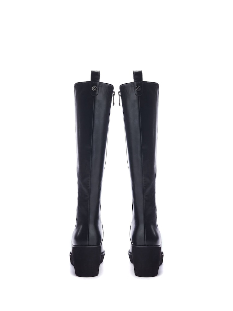 Moda in Pelle Sloanne Knee Length Wedge Heel Black Boots - Image 2 of 4