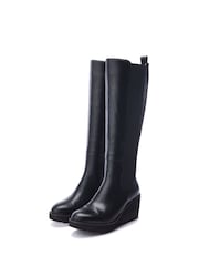 Moda in Pelle Sloanne Knee Length Wedge Heel Black Boots - Image 3 of 4