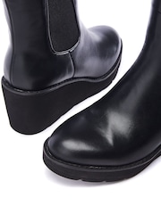 Moda in Pelle Sloanne Knee Length Wedge Heel Black Boots - Image 4 of 4