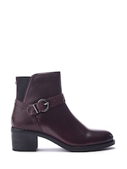 Moda in Pelle Leighton Leather Block Heel Ankle Boots With Strap Detail - Image 1 of 4