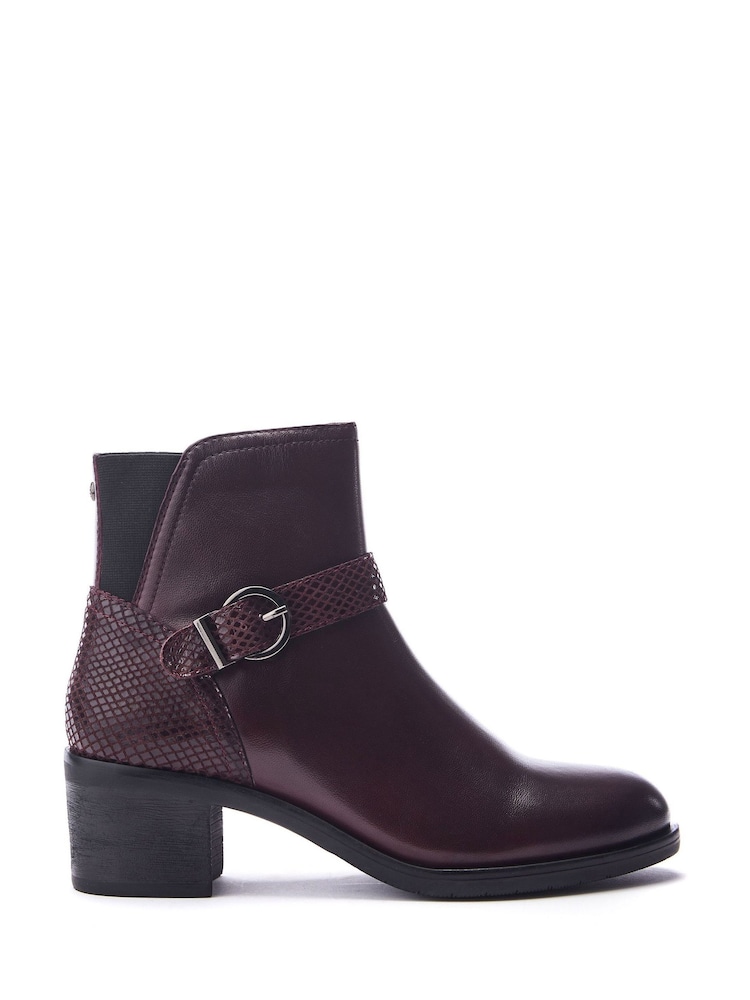 Moda in Pelle Leighton Leather Block Heel Ankle Boots With Strap Detail - Image 1 of 4