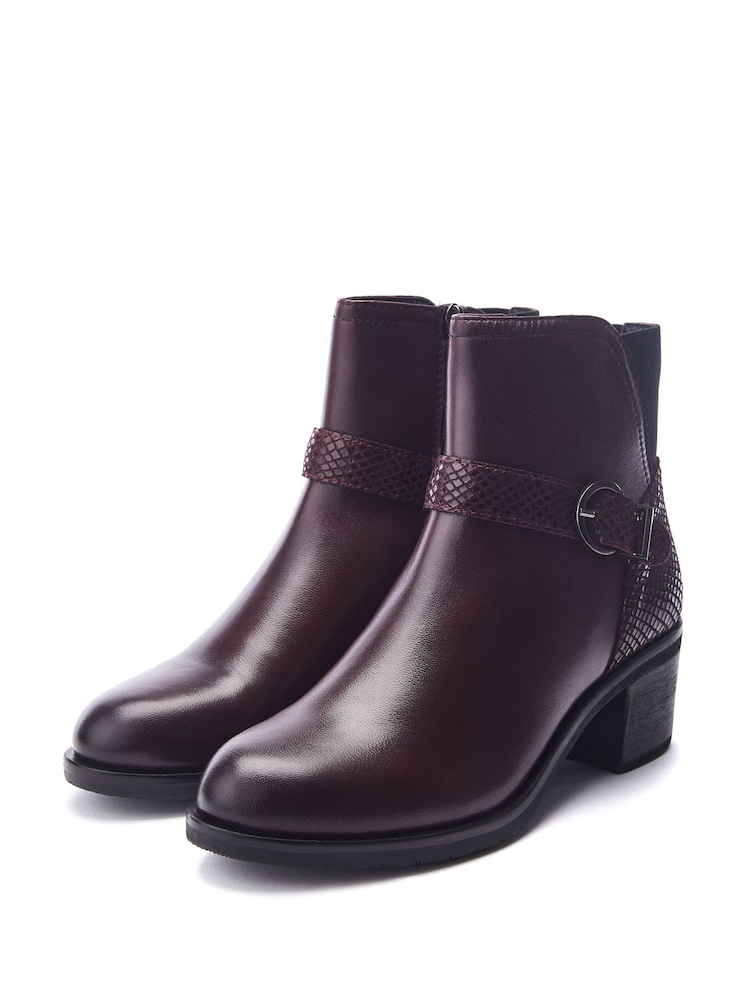 Moda in Pelle Leighton Leather Block Heel Ankle Boots With Strap Detail - Image 2 of 4