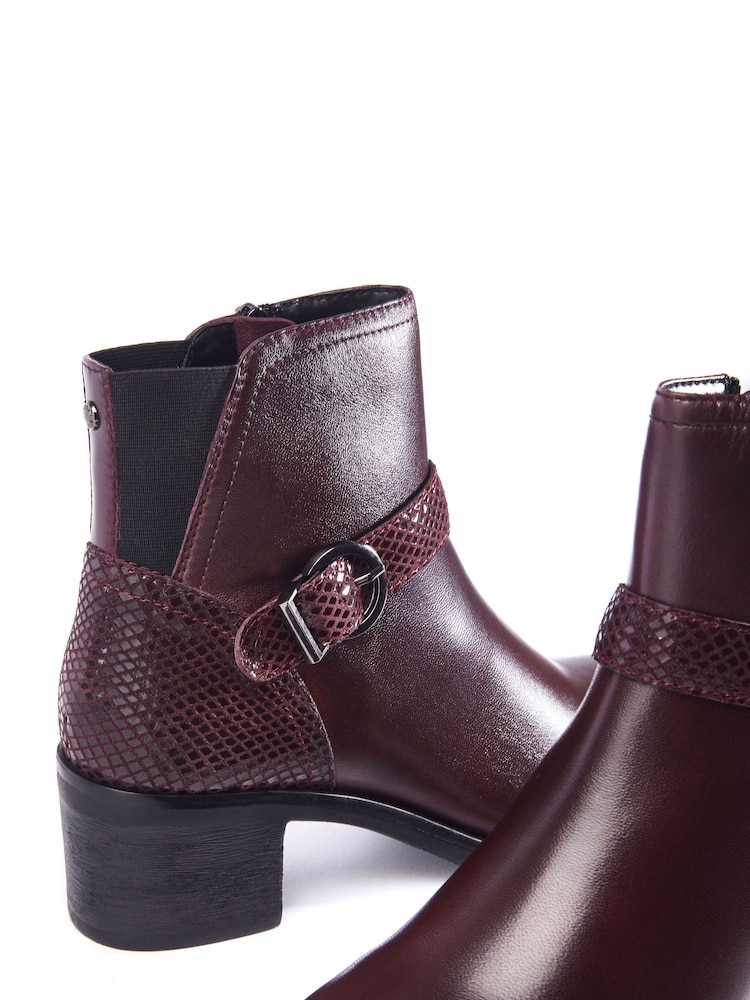 Moda in Pelle Leighton Leather Block Heel Ankle Boots With Strap Detail - Image 4 of 4