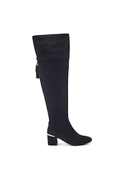 Moda in Pelle Retta Over The Knee Black Boots With Tassle Detail - Image 1 of 4