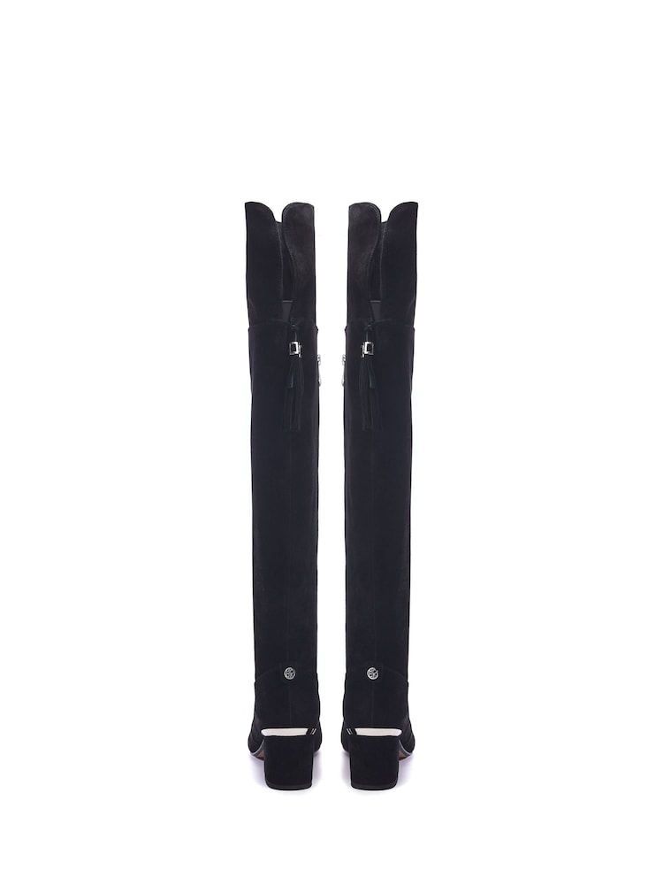 Moda in Pelle Retta Over The Knee Black Boots With Tassle Detail - Image 2 of 4