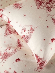 Vantona Red Brushed Santa Toile Quilt 100% Cotton Cover Set - Image 5 of 5
