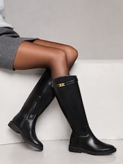 Lipsy Flat Long Knee Alto Faux Leather Riding Boots - Imagen 2 de 5
