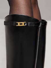 Lipsy Flat Long Knee Alto Faux Leather Riding Boots - Imagen 3 de 5