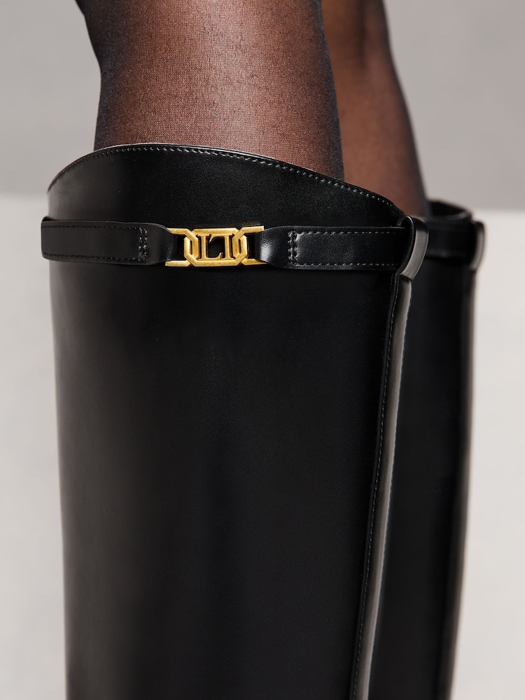 Lipsy Chaussures plates Long Knee High Faux Leather Riding Bottes - Image 3 of 5