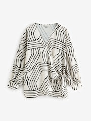 Curves Like These White Long Sleeve Satin Wrap Blouse - Image 5 of 5
