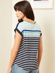 Blue Ombre Stripe - Love & Roses трикотажная футболка с круглым вырезом - Изображение 2 из 4