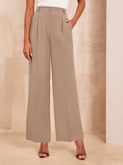 Friends Like These Natural Premium Wide Leg Trousers - Image 1 of 4