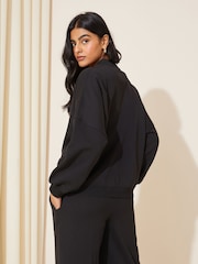 Friends Like These Black Jersey Zip Front Bomber Jacket - Image 2 of 4