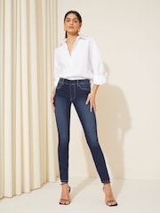 Friends Like These Dark Blue Elasticated Waist Denim Jeggings - Image 3 of 4