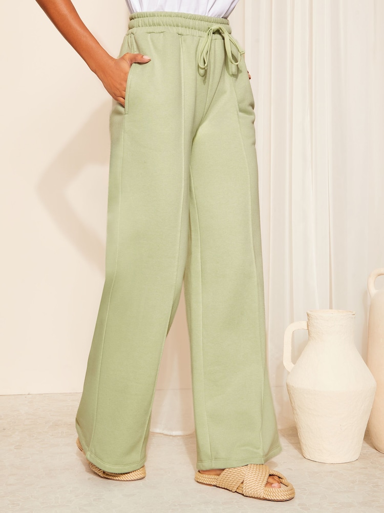 Friends Like These Green Wide Leg Jersey Co-Ord Trousers - Image 1 of 4