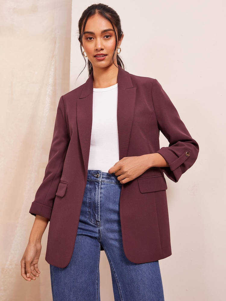 Friends Like These Red Edge to Edge Tailored Sleeve Detail Blazer - Image 1 of 4
