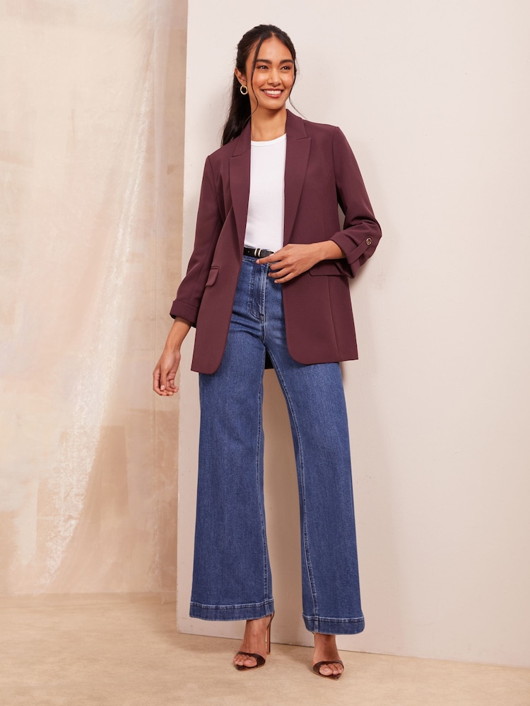 Friends Like These Red Edge to Edge Tailored Sleeve Detail Blazer - Image 2 of 4