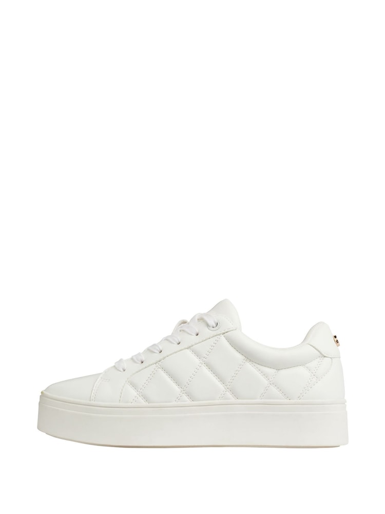 Lipsy White Chunky Quilted Lace Up Flatform Trainers - Image 5 of 5
