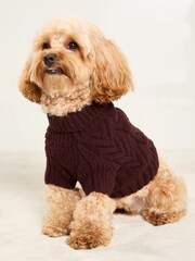 Lipsy Red Super Soft Cable Design Dog Jumper with Wool - Image 1 of 4