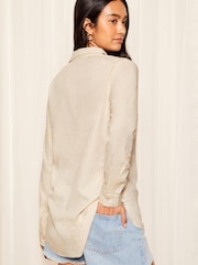 Friends Like These Natural Long Sleeve Button Through Shirt with Linen - Image 4 of 4