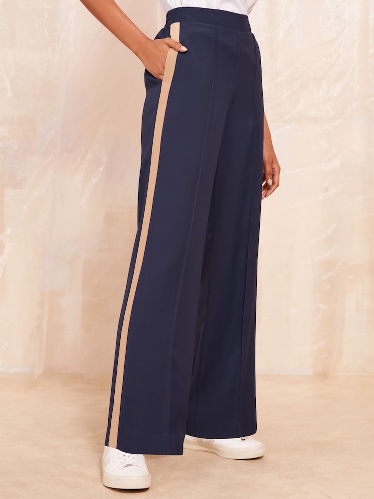 Friends Like These Blue Side Stripe Utility Trousers - Image 1 of 4