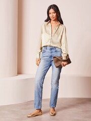 Lipsy Gold Satin Sleeve Button Through Shirt - Image 4 of 4