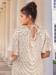 Lipsy Gold Sequin Cowl Neck Reversible Bridesmaid Dress - Image 3 of 4