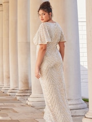 Lipsy Gold Sequin Cowl Neck Reversible Bridesmaid Dress - Image 4 of 4