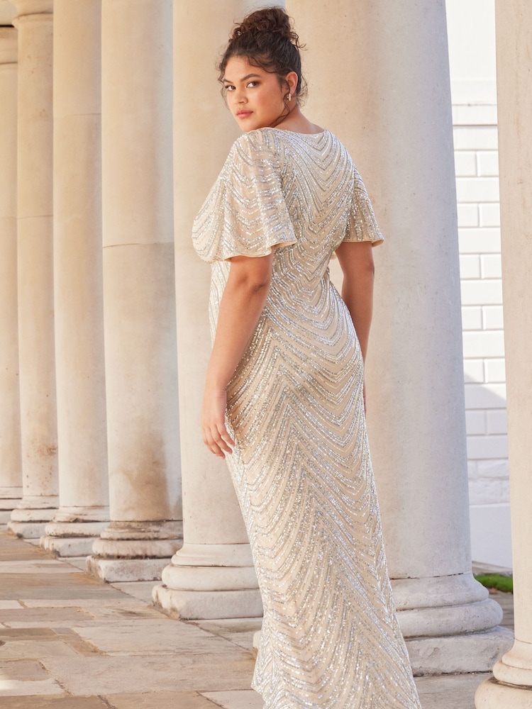 Lipsy Gold Sequin Cowl Neck Reversible Bridesmaid Dress - Image 4 of 4