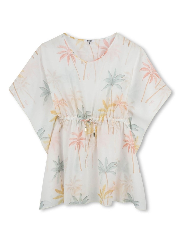 Chloé Cream Palm Tree Print Kaftan Dress - Image 1 of 4
